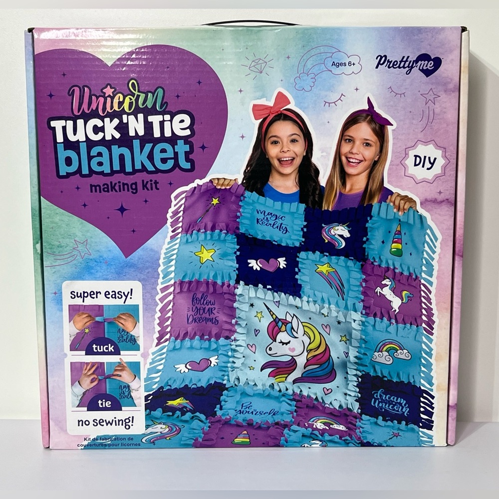 Pretty Me Unicorn Tuck 'N Tie Blanket Making Kit No Sewing Ages 5 & Up